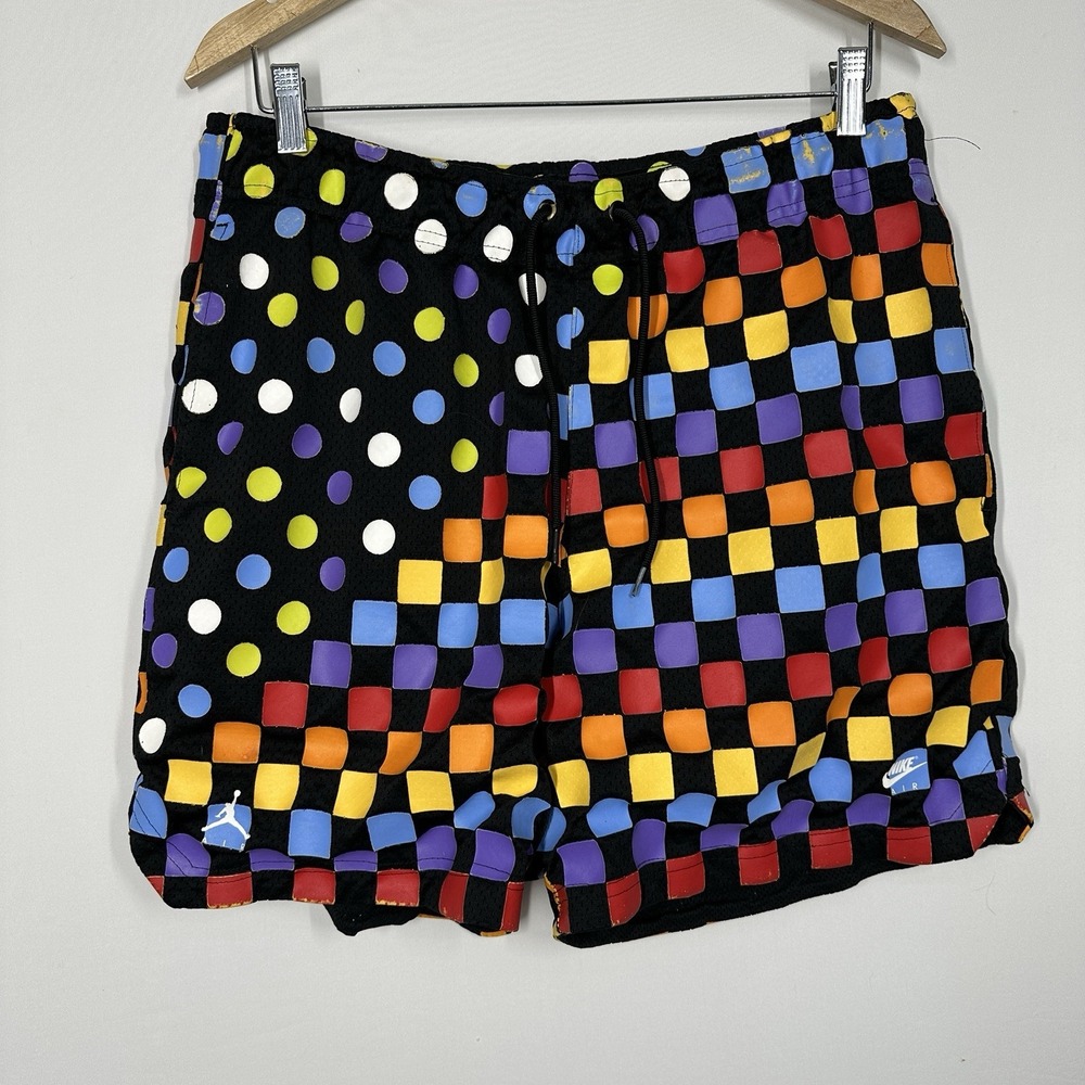 Nike Air Jordan Legacy Aj3 Mesh FUNKY Shorts Large Check Polka Dot Retro Printed